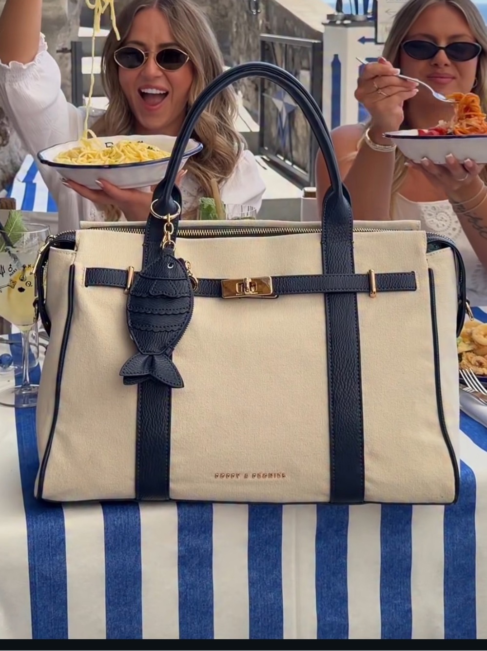 Poppy and Peonies Effortless Tote Navy
